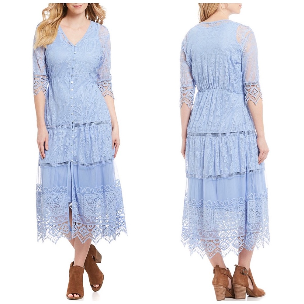 Reba Florence Button Front Lace Dress